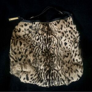 Escada Leopard Print Faux Fur Bag